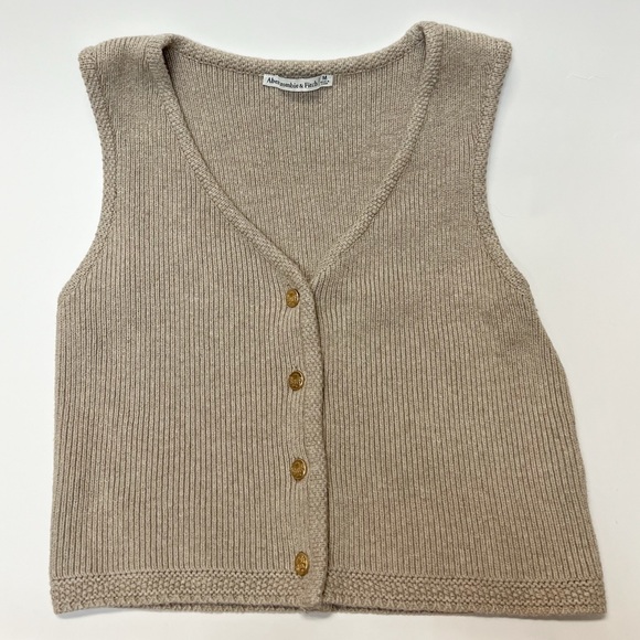 Abercrombie & Fitch Sweaters - Abercrombie & Fitch Beige V-Neck Sweater Vest